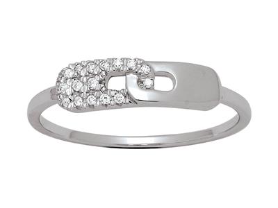 Anillo Con Motivo Lien, Diamantes De 0,05 Ct, Oro Blanco De 18 K, Tamaño 50 - Imagen Estandar - 1