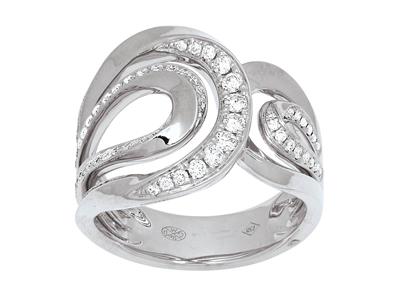 Anillo Con Hebillas En Contraste, Diamantes 0,48 Ct, Oro Blanco 18k, Dedo 50