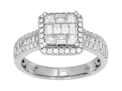 Anillo Cuadrado, Cuerpo Engastado, Diamantes 1.06ct, Oro Blanco 18k, Dedo 54 - Imagen Estandar - 1