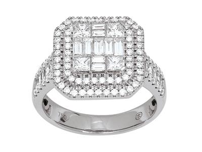 Anillo Cuadrado, Cuerpo Engastado, Diamantes 1,41ct, Oro Blanco 18k, Dedo 52 - Imagen Estandar - 1