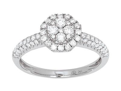 Anillo Redondo Con Cuerpo Engastadocon Diamantes De 0,64 Ct, Oro Blan Co De 18 K, Tamaño De Dedo 56 - Imagen Estandar - 1