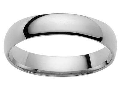 Alianza De Boda Comfort 1/2, 5,00 X 2,40 Mm, Oro Blanco 18k, Dedo 60 - Imagen Estandar - 1