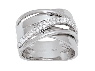 Anillo Líneas Cruzadas, Diamantes 0,35ct, Oro Blanco 18k, Tamaño 52 - Imagen Estandar - 1