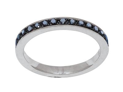 Alianza Con Diamantes Negros 0,28ct, Oro Blanco 18k, Dedo 52