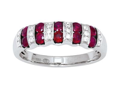 Anillo Cebra Rub 0,56ct Y Diamantes 0,09ct, Oro Blanco 18k, Tamaño 60