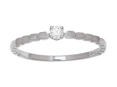 Anillo Solitario Con Cuerpo De Perla, Diamante De 0,08 Ct, Oro Gris De18 K, Tamaño 48