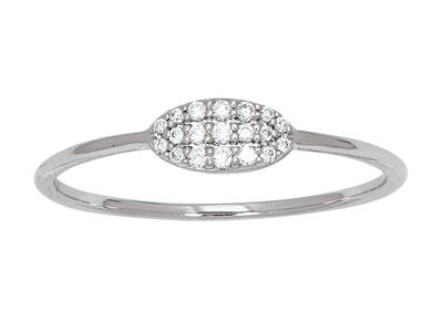 Anillo De Banda Con Forma Oval Con Diamantes De 0,08ct, Oro Blanco De 18k, Tamaño 48
