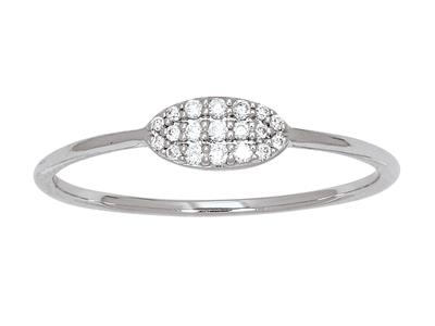 Anillo Forma Oval Diamantes 0,08ct, Oro Blanco 18k, Dedo 48