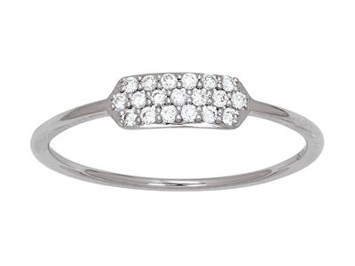 Anillo De Banda Con Forma Rectangular Con Diamantes De 0,12ct, Oro Blanco De 18k, Tamaño 48