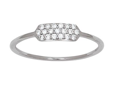 Anillo Forma Rectangular Diamantes 0,12ct, Oro Blanco 18k, Dedo 50 - Imagen Estandar - 1