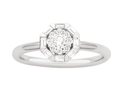 Anillo Solitario Ilusion, Diamantes 0.30ct, Oro Blanco 18k, Dedo 52