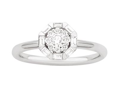 Anillo Solitario Ilusión, Diamantesde 0,30 Ct, Oro Gris 18k, Tamaño 5 6 - Imagen Estandar - 1