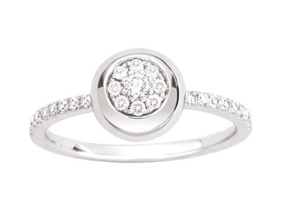 Anillo Solitario Con Engaste De Cabujón Ilusión, Diamantes De 0,24 Ct,oro Gris 18k, Tamaño 56 - Imagen Estandar - 1