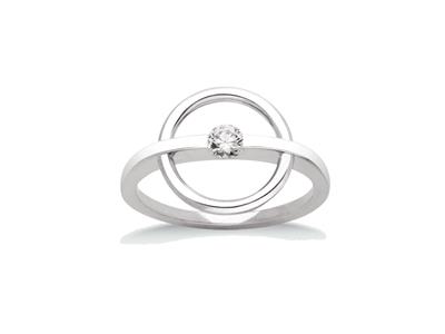 Anillo Saturno Solo Diamante 0,15ct, Oro Blanco 18k, Dedo 53