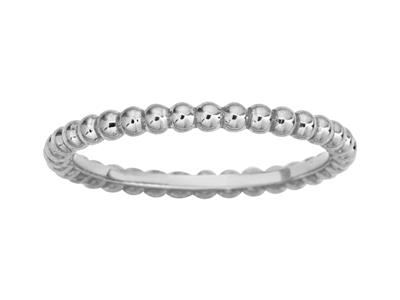Alianza De Perlas Macizas, Oro Blanco 18k, Dedo 48