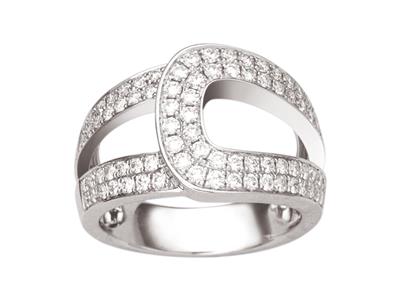 Anillo De Lazo, Diamantes De 0,86 Ct, Oro Gris 18k, Tamaño 52