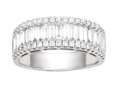 Anillo Grande Con Diamantes Redondos Y Baguette 1,16ct, Oro Blanco 18k, Tamaño 56 - Imagen Estandar - 1