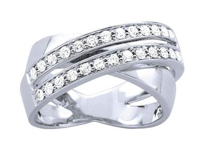 Anillo Cruzado, Diamantes Dobles 0,57ct, Oro Gris 18k, Tamaño 58