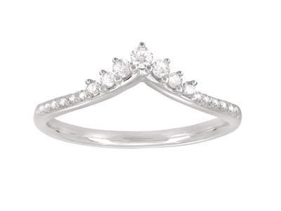 Anillo En Forma De V, Diamantes De 0,23 Ct, Oro Gris 18k, Tamaño 54