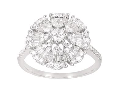 Anillo Estilo Solitario Redondo, Diamantes De 0,71ct, Oro Gris De 18k,tamaño 58