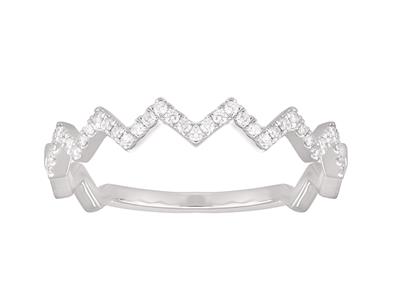 Anillo Relámpago, Diamantes 0,15ct,oro Gris 18k, Tamaño 54