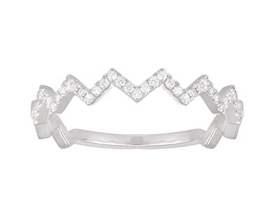 Bge Eclair Diamants 0,15ct Or Gris 18k Doigt 54