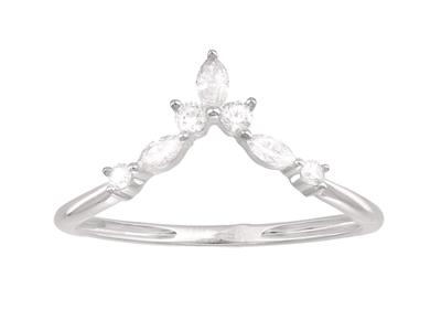Anillo Tiara, Diamantes 0,22ct, Orogris 18k, Tamaño 52