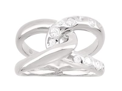 Anillo Entrelazado, Diamantes De 0,26ct, Oro Gris De 18k, Tamaño 56