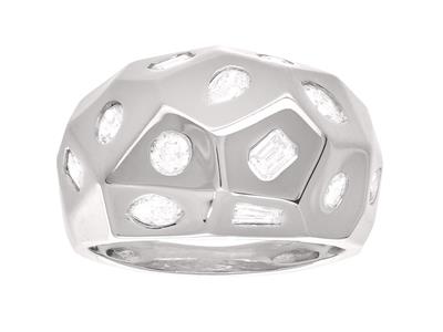 Anillo Facetado, Diamantes Multitamaño 1,06ct, Oro Gris 18k, Tamaño 58