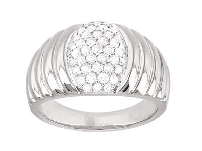 Anillo Con Diseño De Godrones, Diamantes De 0,50 Ct, Oro Blanco De 18 K, Tamaño 58