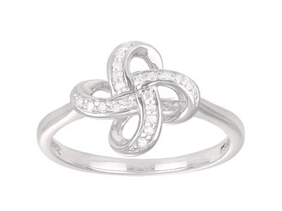 Anillo Nudo De Crculos, Diamantes 0,10ct, Oro Gris 18k, Tamaño 50