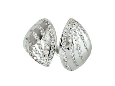 Anillo De Hoja Abierta De 18mm, Diamantes De 1,02 Ct, Oro Blanco De 18 K, Tamaño De Tamaño 58
