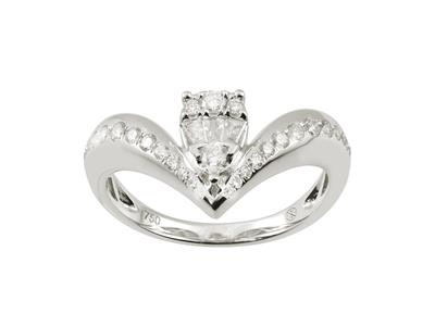 Anillo Tiara De 10 mm, Diamantes Baguette Y Redondos De 0,40 Ct, Oro Blanco De 18 K, Tamaño 58 - Imagen Estandar - 1