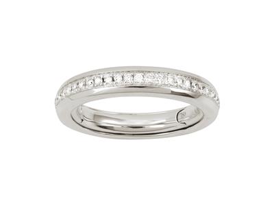 Alianza Ajustable 4 Mm, Diamante Redondo Total 0,35 Ct, Oro Blanco 18 Kt, Dedo 50 A 56