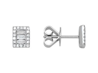 Pendientes Rectangulares De Diamantes De 0,25 Ct En Oro Blanco De 18 K - Imagen Estandar - 1