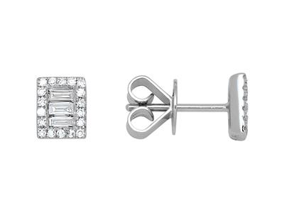 Pendientes Rectangulos, Diamantes 0,25ct, Oro Blanco 18k