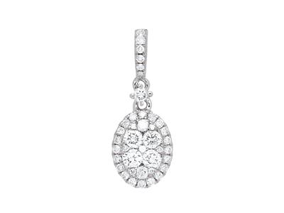 Colgante Ovalado Engastado Ilusión,diamantes De 0,39 Ct, Oro Blanco D E 18 K - Imagen Estandar - 1