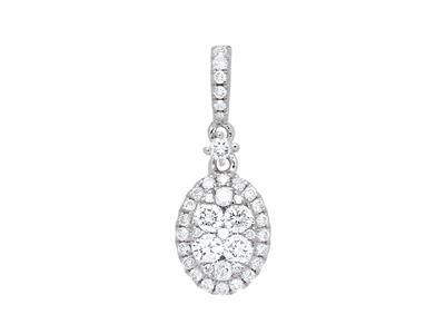 Colgante Oval Con Engaste Ilusion, Diamantes 0,39 Ct, Oro Blanco 18k