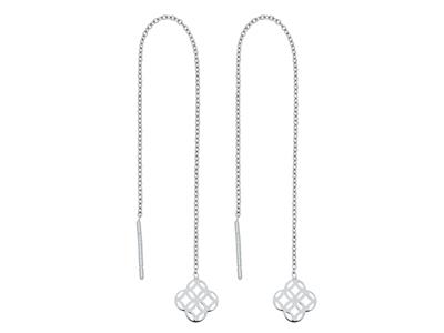 Pendientes, Cadena Forçat Redonda 10 Cm, Crculos Entrelazados, Oro Blanco 18k