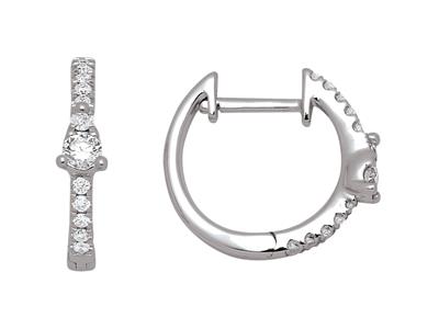 Aretes De Aro De Diamantes De 0,21 Ct, Diámetro Interior 10mm, Oro Blanco De 18 K