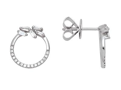 Pendientes, Diamantes Redondos Y Baguette 0,26ct, Oro Blanco 18k - Imagen Estandar - 1