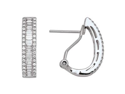 Semi-aro En Forma De Gota, Diamantes Redondos Y Baguette De 0,73 Ct, Oro Blanco De 18 K - Imagen Estandar - 1