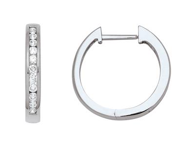 Aros De Diamantes De 0,27 Ct, Diámetro Interior 14mm, Oro Blanco De 18 K