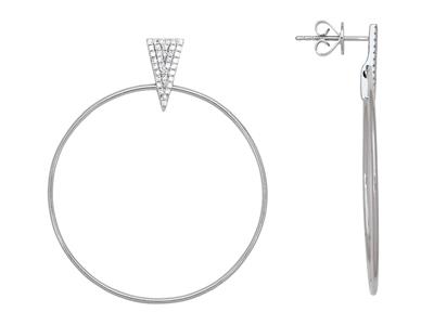 Pendientes De Círculo Macizo De 35 mm, Diamantes De 0,20 Ct, Oro Blanco De 18 K - Imagen Estandar - 1