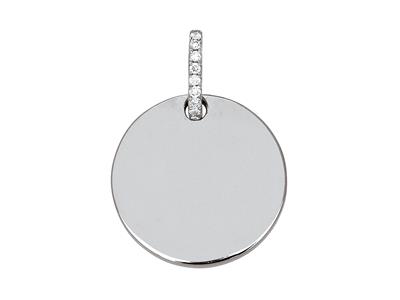 Colgante Con Ficha De Diamante De 0,04 Ct, Oro Gris De 18k