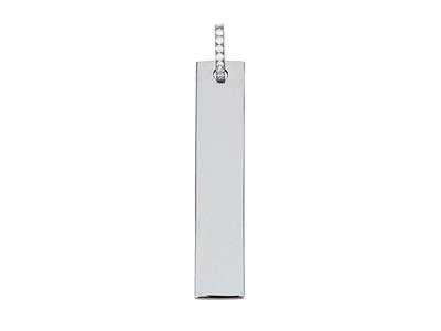 Colgante De Barra, Diamantes De 0,04 Ct, Oro Blanco De 18 K
