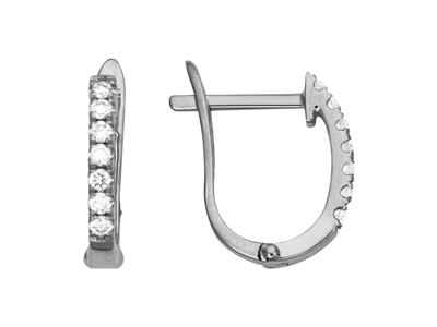 Pendientes De Aro Ovalados, Diamantes De 0,12 Ct, Oro Blanco 18k