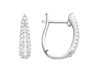 Pendientes De Media Argolla En Cada, Diamantes De 0,27 Ct, Oro Blancode 18 K