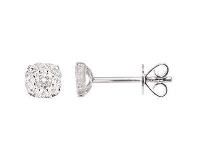 Pendientes Pequeños Con Engaste De Ilusin De 5mm, Diamantes De 0,26 Ct, Oro Blanco De 18 K