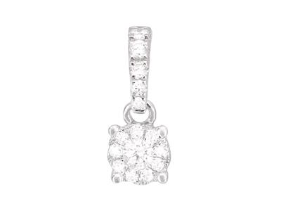Colgante Con Engaste De Ilusin, Diamantes De 0,12 Ct, Altura 10mm, Oro Blanco De 18 K
